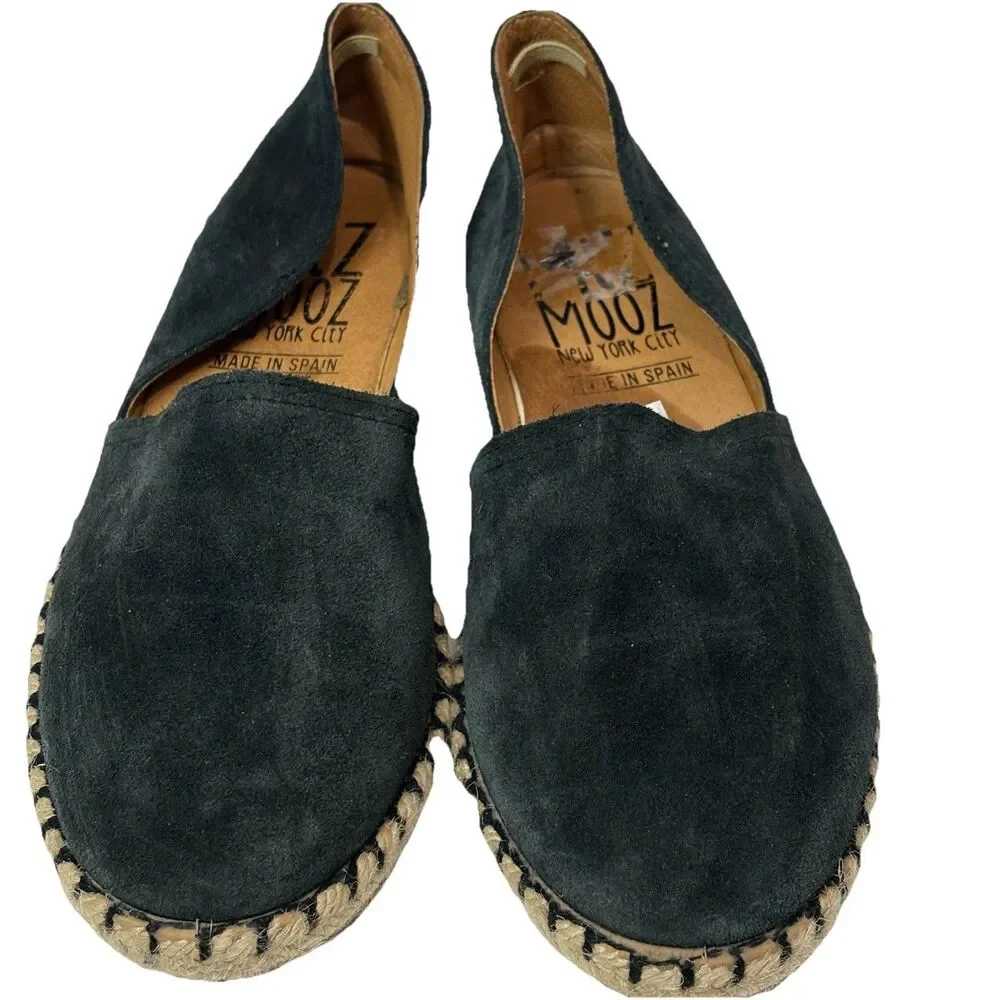 Miz Mooz Suede Espadrille Flats Carmena Black Size Eu 41 / US 10
